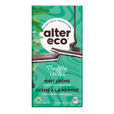 Organic Mint Creme Truffle Thins Dark Chocolate Bar