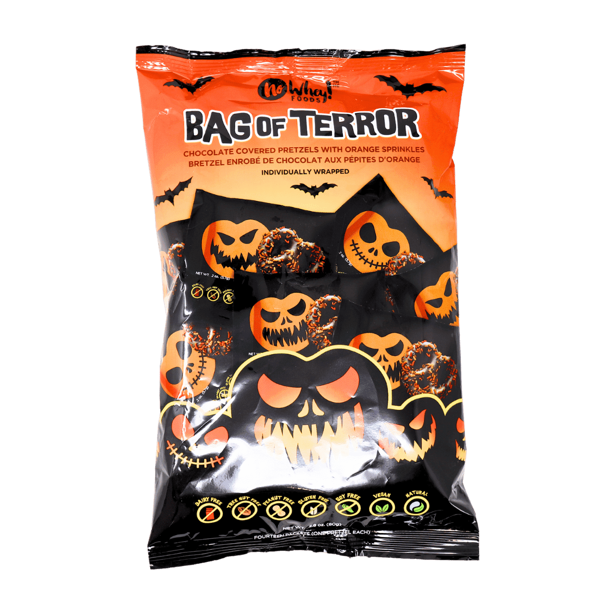 Bag of Terror - Chocolate Covered Pretzels with Orange Sprinkles