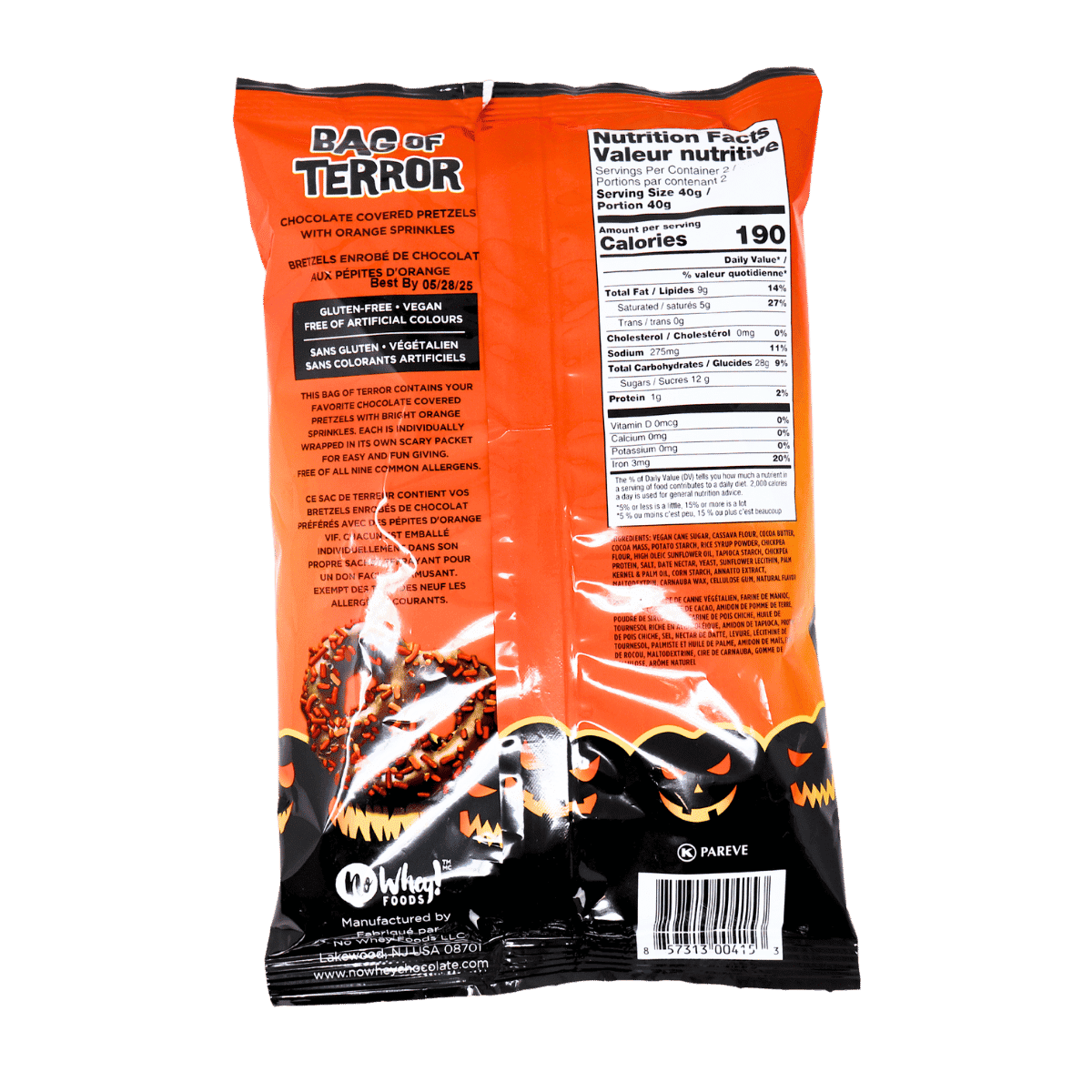Bag of Terror - Chocolate Covered Pretzels with Orange Sprinkles