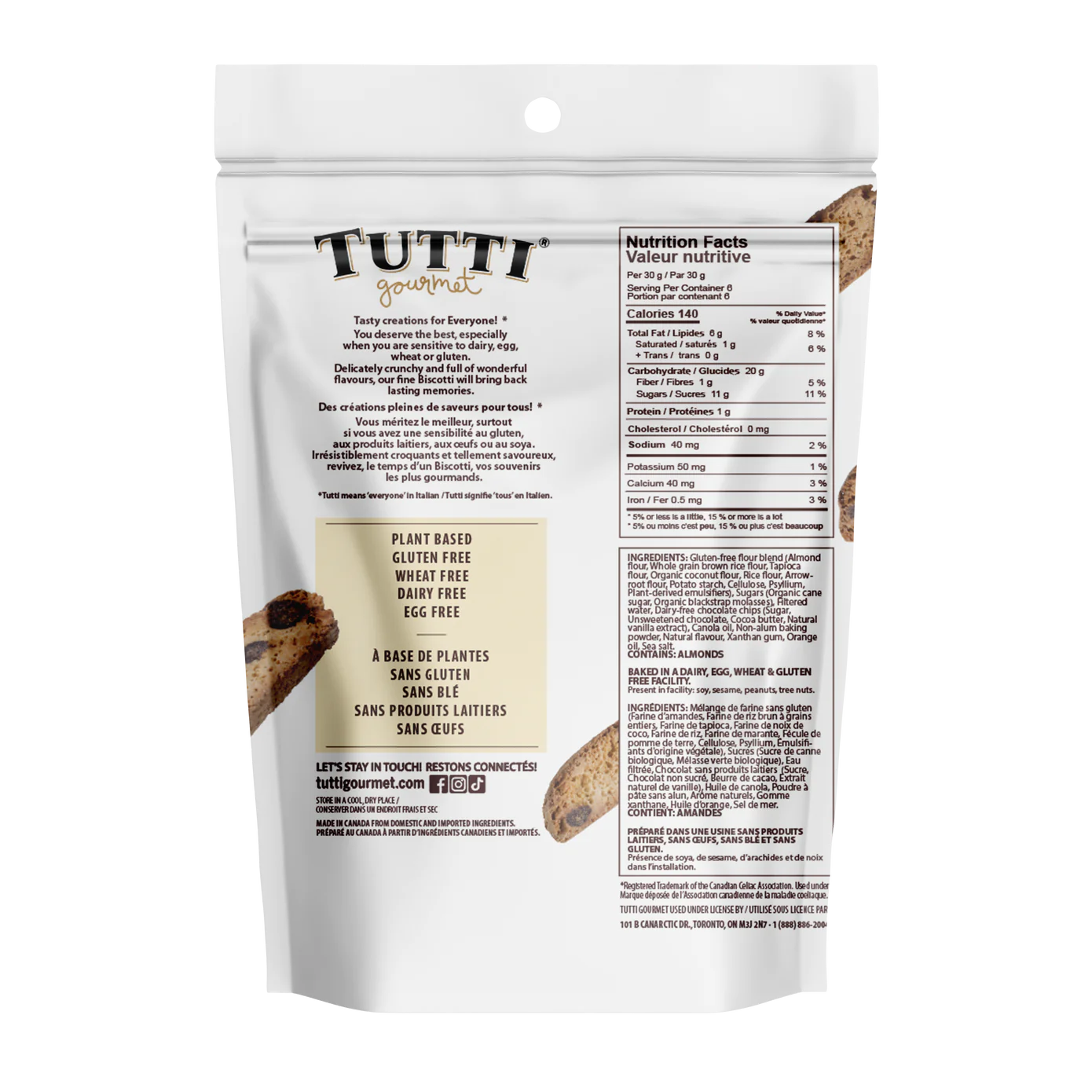 Tutti Gourmet Gluten-Free Chocolate Orange Biscotti