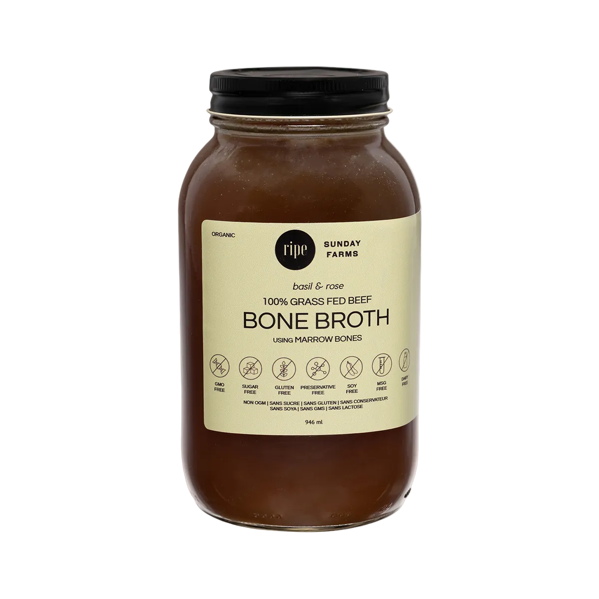 Ripe Beef Bone Broth with Basil & Rose