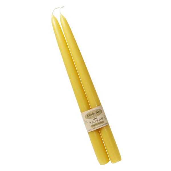 8" Gold Tapers Beeswax Candle