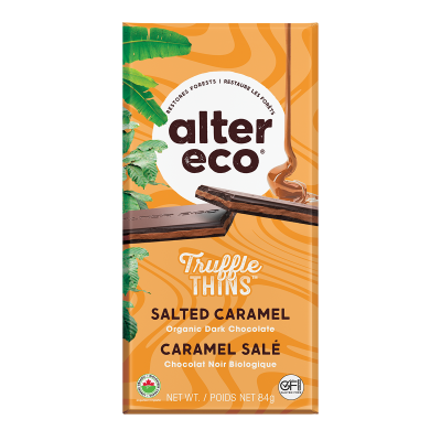 Organic Salted Caramel Truffle Thin Dark Chocolate Bar