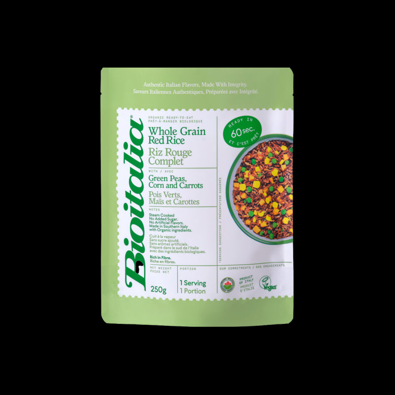Bioitalia Organic Whole Grain Red Rice With Green Peas, Corn And Carrots