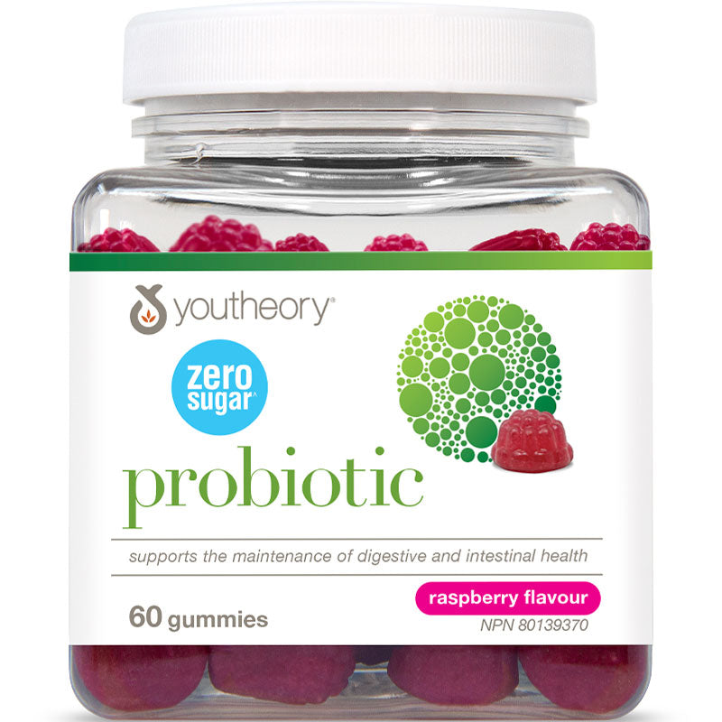 youtheory Raspberry Zero Sugar Probiotic Gummies