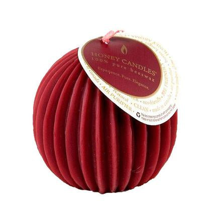 Honey Candles Burgundy Fluted Sphere