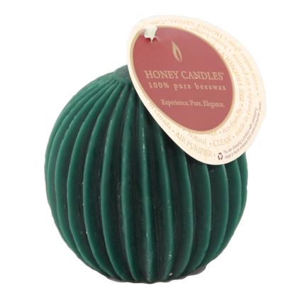 Honey Candles Forest Green Fluted Sphere
