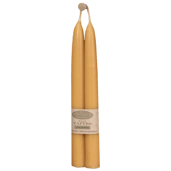 6" Gold Tapers Beeswax Candle