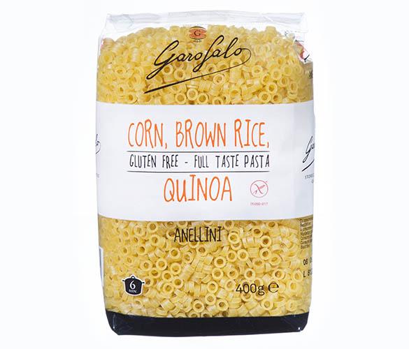 Corn, Brown Rice, Quinoa Anellini