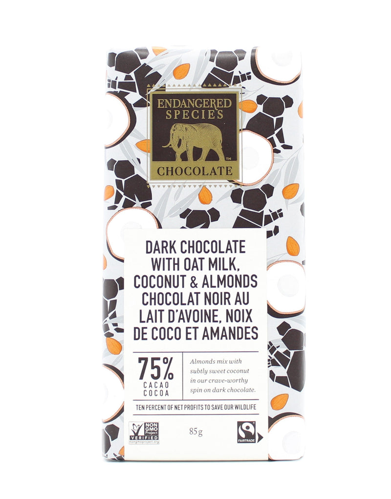 75% Dark Chocolate with Oat Milk, Coconut & Almonds