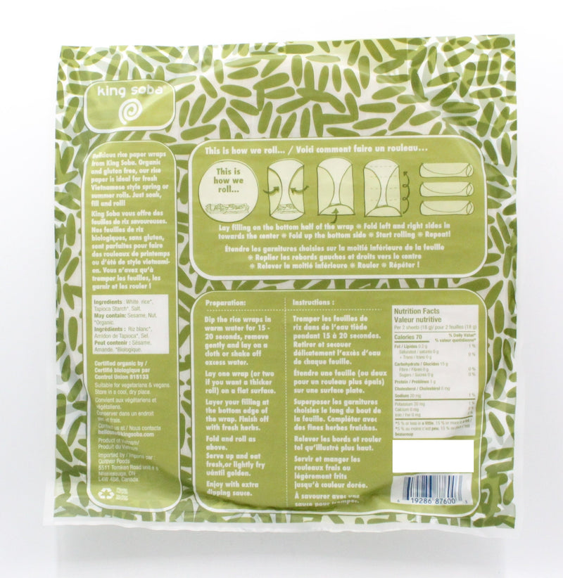 Organic White Rice Paper Wrap