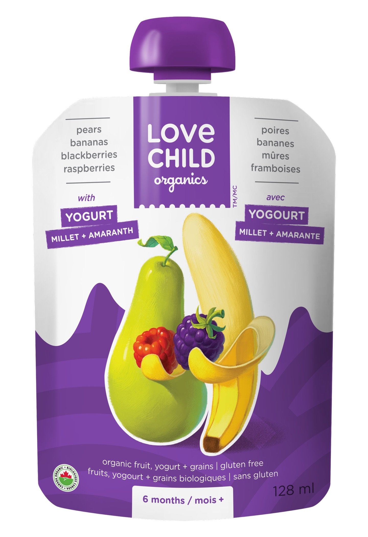 Organic Pear, Banana, Blackberry And Raspberry Puree