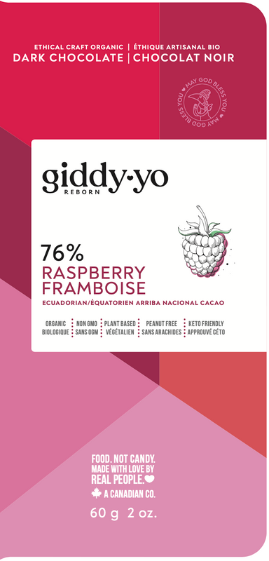 Organic Raspberry 76% Dark Chocolate Bar