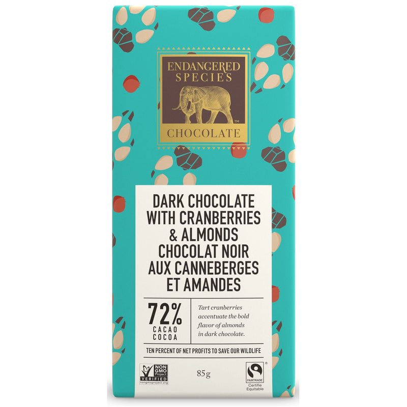 Dark Chocolate With Cranberries & Almonds Bar