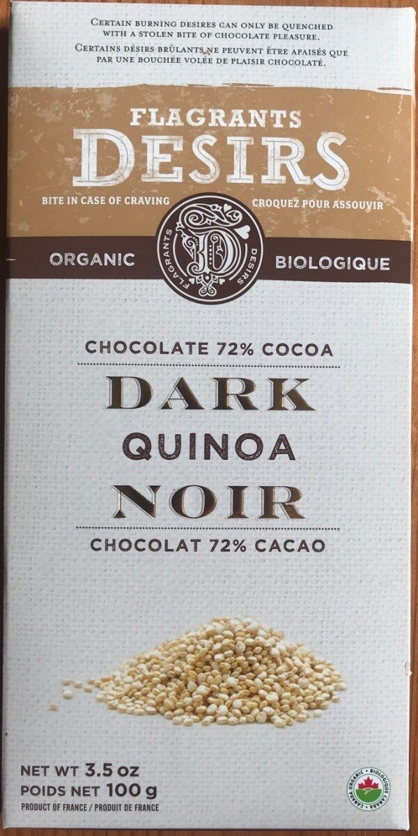 Organic 72% Dark Quinoa Chocolate