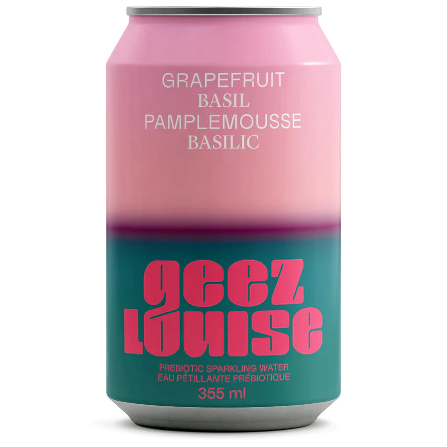 Geez Louise Grapefruit Basil Prebiotic Sparkling Water